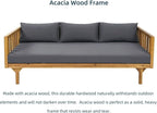Merax Solid Acacia Wood Couch Chaise Lounge Chair Indoor, 3 Seater Daybed Sofa - Image 6