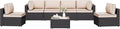 Shintenchi 7 Pieces Outdoor Patio Sectional Sofa Couch, Wicker Furniture by Shintenchi