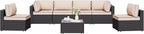 Shintenchi 7 Pieces Outdoor Patio Sectional Sofa Couch, Wicker Furniture by Shintenchi