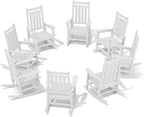 SERWALL HDPE Outdoor Rocking Chair Set of 8, Patio Rocking Chairs by SERWALL