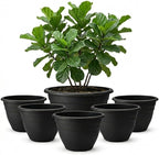 20 Inch Large Plant Pots Outdoor, 6 Pack Black Plastic Planters by RooTrimmer