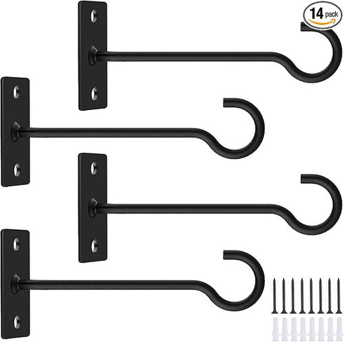 4Pack 6inch Wall Hook for Hanging Plant Bracket Metal Plant Hook by QTJUST