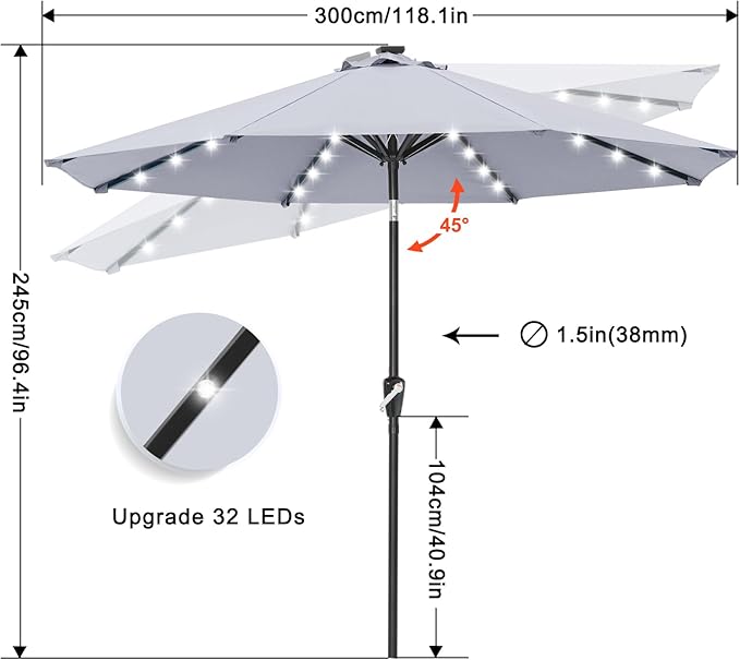 ABCCANOPY 10FT Durable Solar Led Patio Umbrellas - Image 2