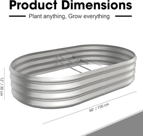 5x3x1ft Oval Galvanized Raised Garden Bed Outdoor 9-in-1 Large Metal Modular - Image 2