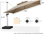PURPLE LEAF 12 Feet Double Top Deluxe Square Patio Umbrella Offset Hanging - Image 8
