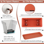 6-Pack 17" + 7" Window Box Planters & Square Pots - Image 2