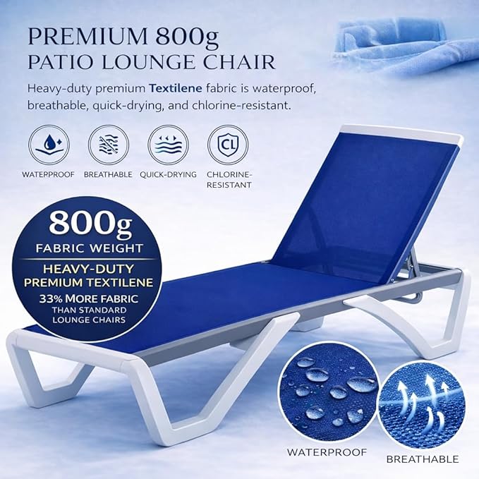 Kozyard Outdoor Chaise Lounge Chair, Full Flat Adjustable Patio Lounger - Image 3