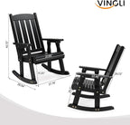 VINGLI Heavy Duty 600 LBS Outdoor Wooden Rocking Chair - Image 3