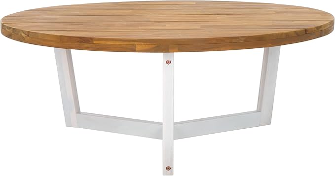 SAFAVIEH Outdoor Collection Leo Natural/White 3-Leg Round Coffee Table by SAFAVIEH