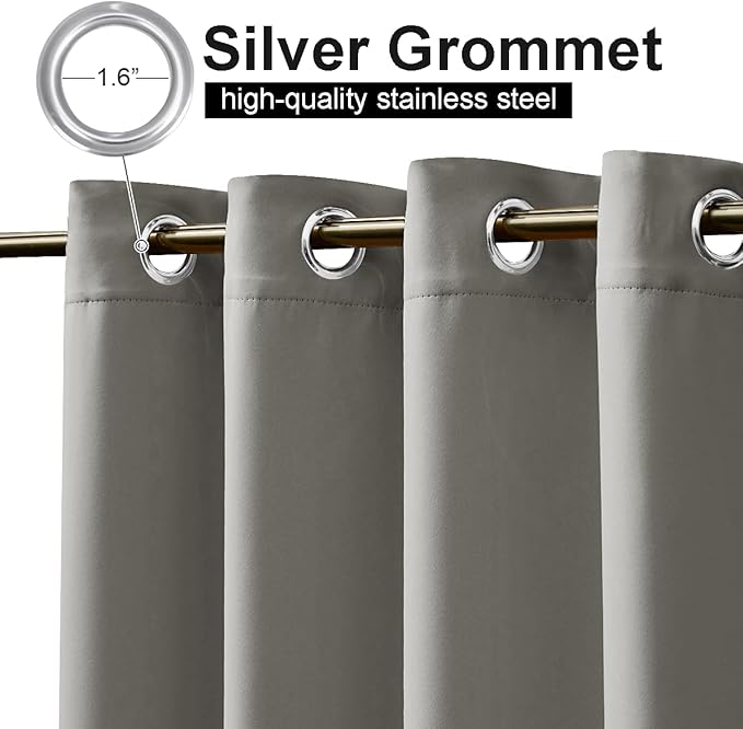 NICETOWN Outdoor Curtain Panel for Patio Waterproof, Rustproof Silver Grommet - Image 2