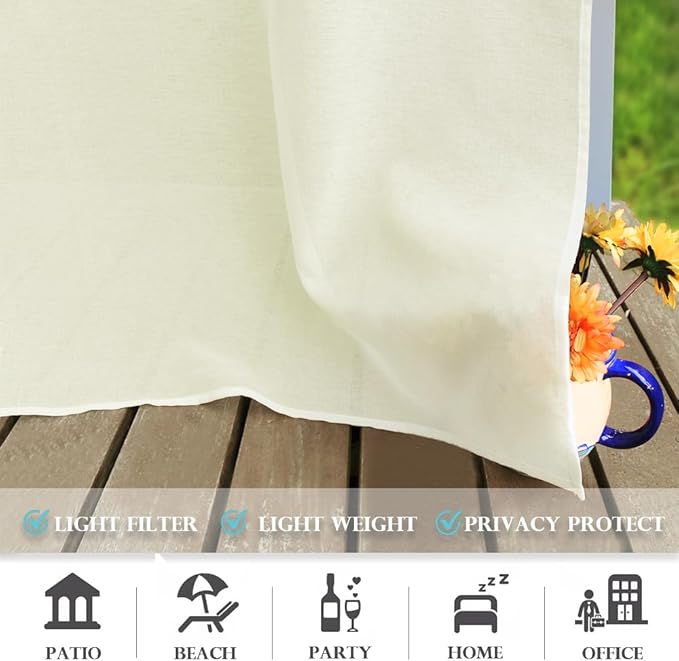 RYB HOME 2 Panels Outdoor Curtains - Image 2
