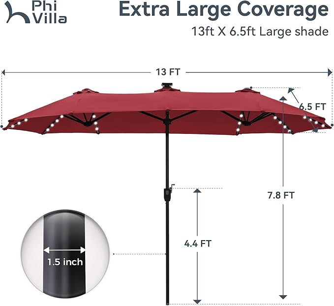 PHI VILLA 13ft Patio Umbrella - Image 6