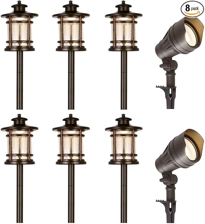 hykolity 8 Pack Low Voltage LED Landscape Kits, 12V-24V Pathway Flood Light Kits by hykolity