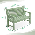 Psilvam Garden Bench, 2-Person Poly Lumber Patio Bench, All-Weather Outdoor - Image 2