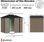 Devoko Outdoor Storage Shed 8 x 6 FT Lockable Metal Garden Shed Steel - Image 3