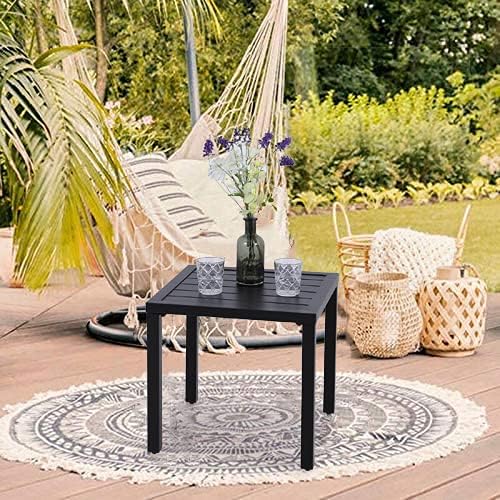 PHI VILLA Indoor Outdoor Small Metal Square Side/End Table, Patio Coffee Bistro - Image 7