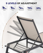 Aluminum Chaise Lounge Chair Outdoor, Foldable Patio Lounge Chair 2 Sets - Image 7