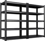 Set of 2 71"H-35"W All Metal Garage Shelving-2050LBS 5 Tier Storage Shelves by Unknown