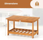 Tangkula Outdoor Acacia Wood Coffee Table, Patio 29.5” Rectangle Slatted 2 Tier - Image 3