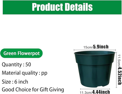50 Pack 6 Inch Nursery Pots, Planting Grow Plastic Flower Pots, Thick Planters - Image 2