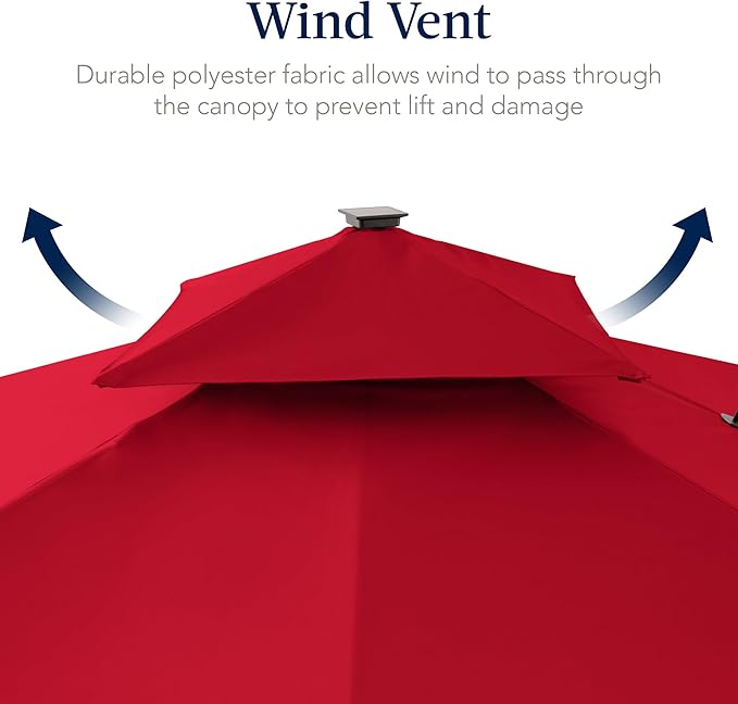 Best Choice Products 12x12ft LED Cantilever Patio Umbrella w/Base Included & - Image 7