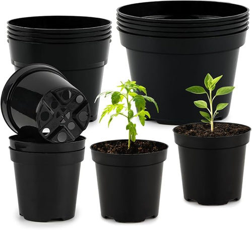 4/6/8 Inch Black Plant Nursery Pots, 15 Pack, Thickened Plastic by RooTrimmer