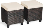 Tangkula 2 Pieces Outdoor Patio Ottoman, All Weather Rattan Wicker Ottoman Seat by TANGKULA