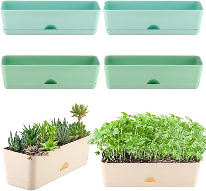 6 Pack Rectangle Planter 16 Inch Window Boxes Planters Rectangular Large Window by KvyusFlourish