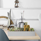 14.5-Inch Grey Rectangle Concrete Succulent Planter Windowsill Boxes - Image 2