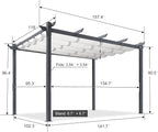 PURPLE LEAF 10' x 10' Aluminum Outdoor Pergola Wind-Resistant Retractable - Image 2