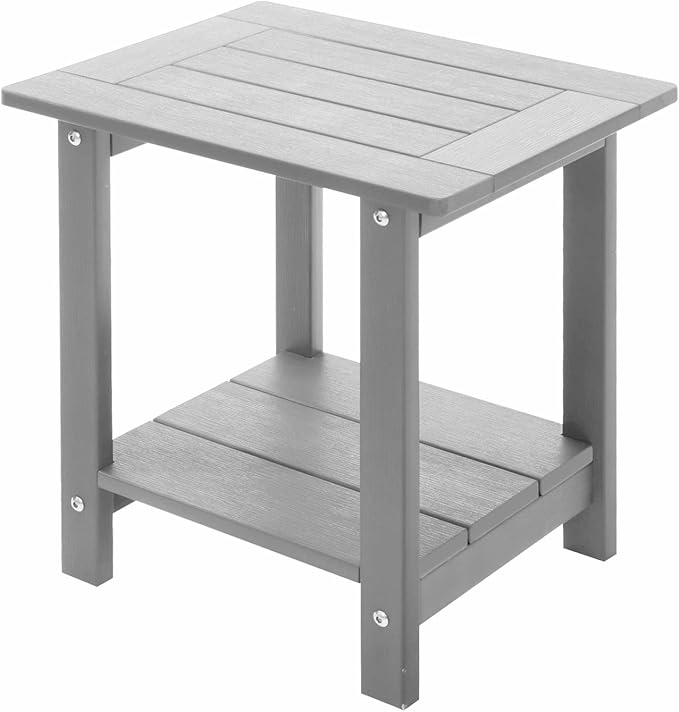 Double Adirondack Side Table Weather Resistant, Outdoor Rectangular End Table by Meluvici