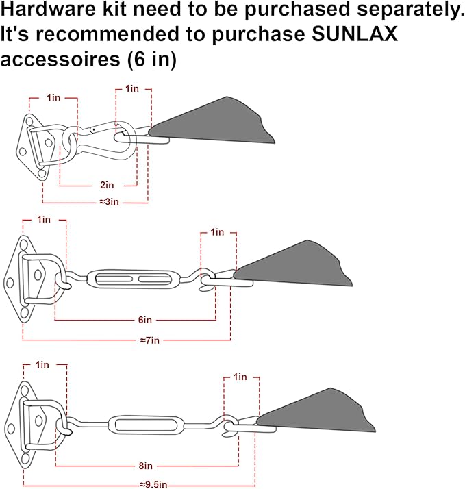 SUNLAX Sun Shade Sail 11' x 16' Dark Grey Rectangle Canopy Sail Shade Cover UV - Image 3