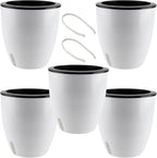 5 Pack 7 Inch Self Watering Plant Pots, Self Watering Planter by HEIHAK