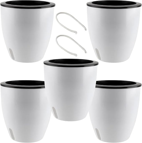 5 Pack 7 Inch Self Watering Plant Pots, Self Watering Planter by HEIHAK
