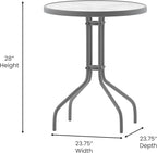 Flash Furniture Bellamy 23.75'' Round Tempered Glass Metal Table - Image 3