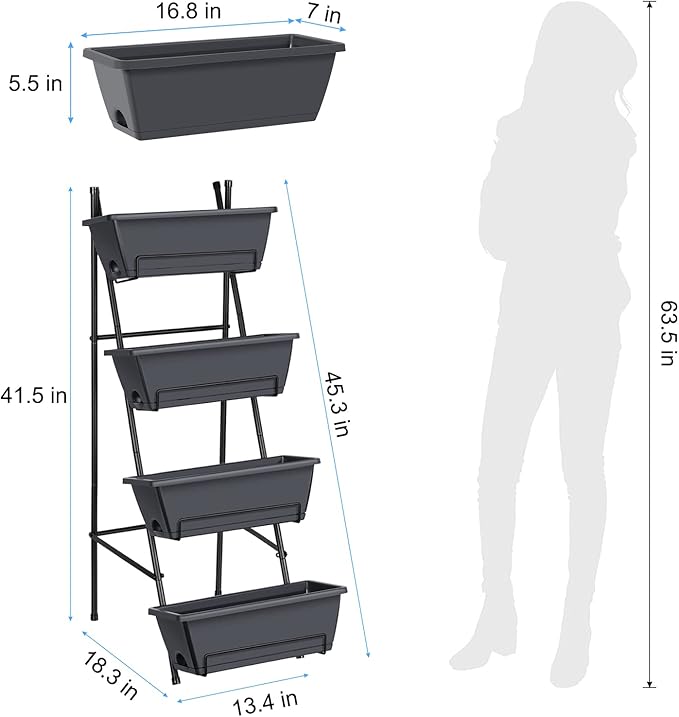 OYEAL Raised Garden Bed 4 Tier Vertical Garden Planter Indoor Outdoor Raised - Image 2