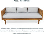 Merax Solid Acacia Wood Couch Chaise Lounge Chair Indoor, 3 Seater Daybed Sofa - Image 6