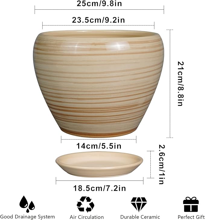 Ceramic Pot for Plant 10 Inch - Image 3