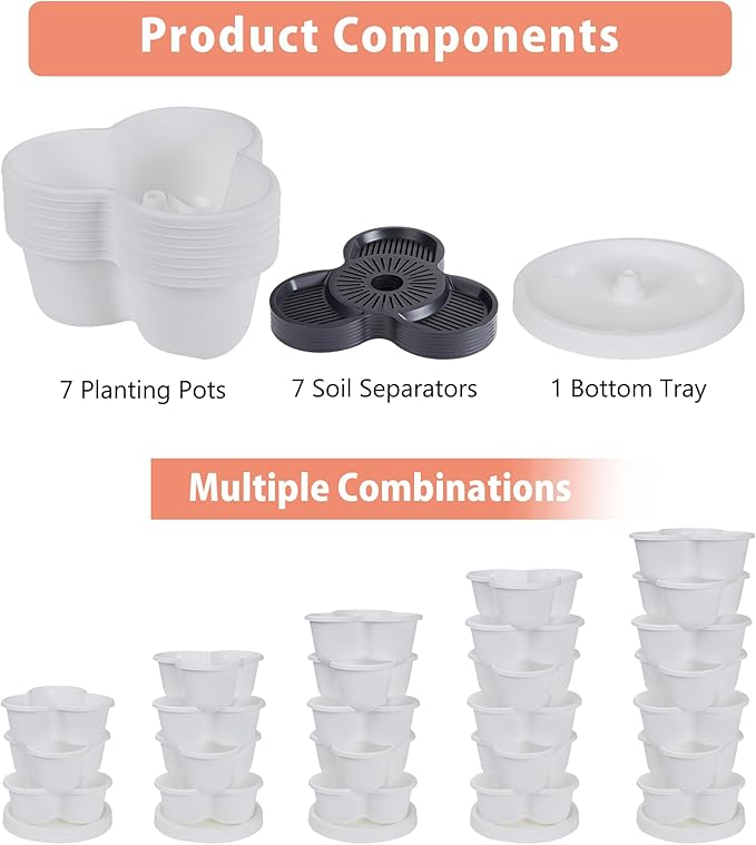 VECELO 7 Tier Vertical Garden Planter, Self Watering Stackable Planters - Image 7
