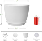 12inch Large Plant Pot, Modern Plastic Planter - Image 2