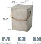 COSIEST Set of 2 Concrete Side Table, Rectangular Outdoor Side Table w Hemp - Image 3