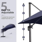 PURPLE LEAF 9' X 11.5' Patio Umbrella Outdoor Cantilever Rectangle Umbrella - Image 7