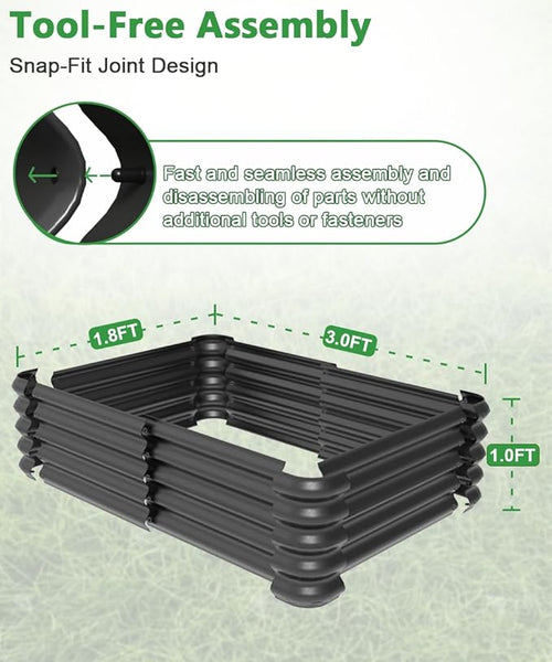 3.0x1.8x1.0ft Raised Garden Bed Kit, Rustproof PP Material Garden Box, Flower - Image 2