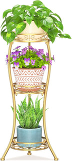 LASZOLA Gold 3 Tier Tall Plant Stand by LASZOLA