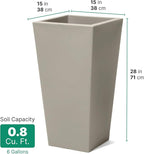 Step2 Tremont Tall Square Tapered Planter, Indoor/Outdoor Plants, Efficient - Image 8