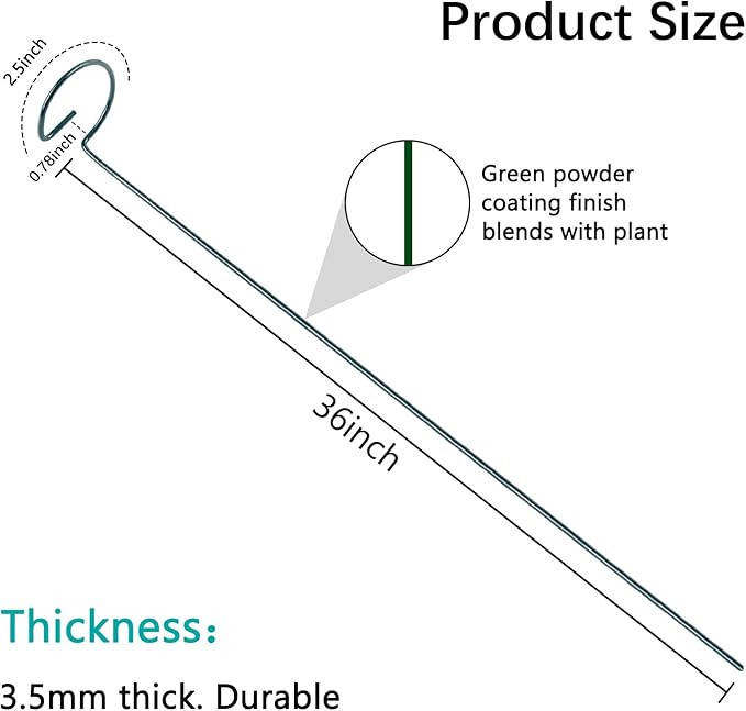 36 Inch 20 Packs Plant Support Stake Garden Single stemmed Plant Support Hoops - Image 3
