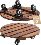 Idzo 2-Pack 14 Inch Acacia Wood Plant Caddy by Idzo