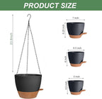 3 Pack Hanging Planter Indoor Outdoor Flower Pots 7/6.5/5 Inch, Self-Watering - Image 3