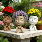 Face Head Planter, Funny Heads Plant Pots, Cute Girl Faces Plant Pot, - Image 6