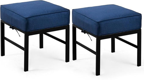 2 Pieces Outdoor Patio Ottomans, Assembled Aluminum Outdoor Ottoman by Auzfy